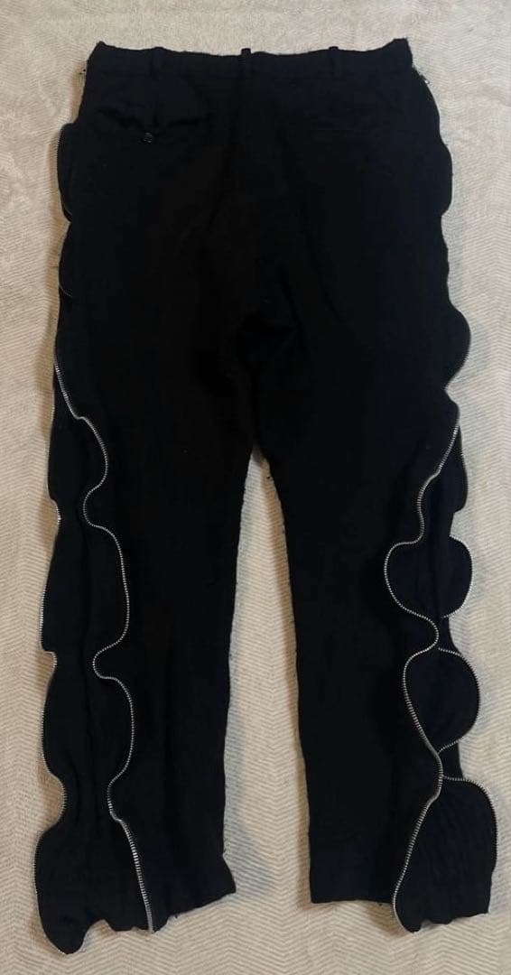 black comme des garcons 縮絨 ウールパンツ 変形 ジップ