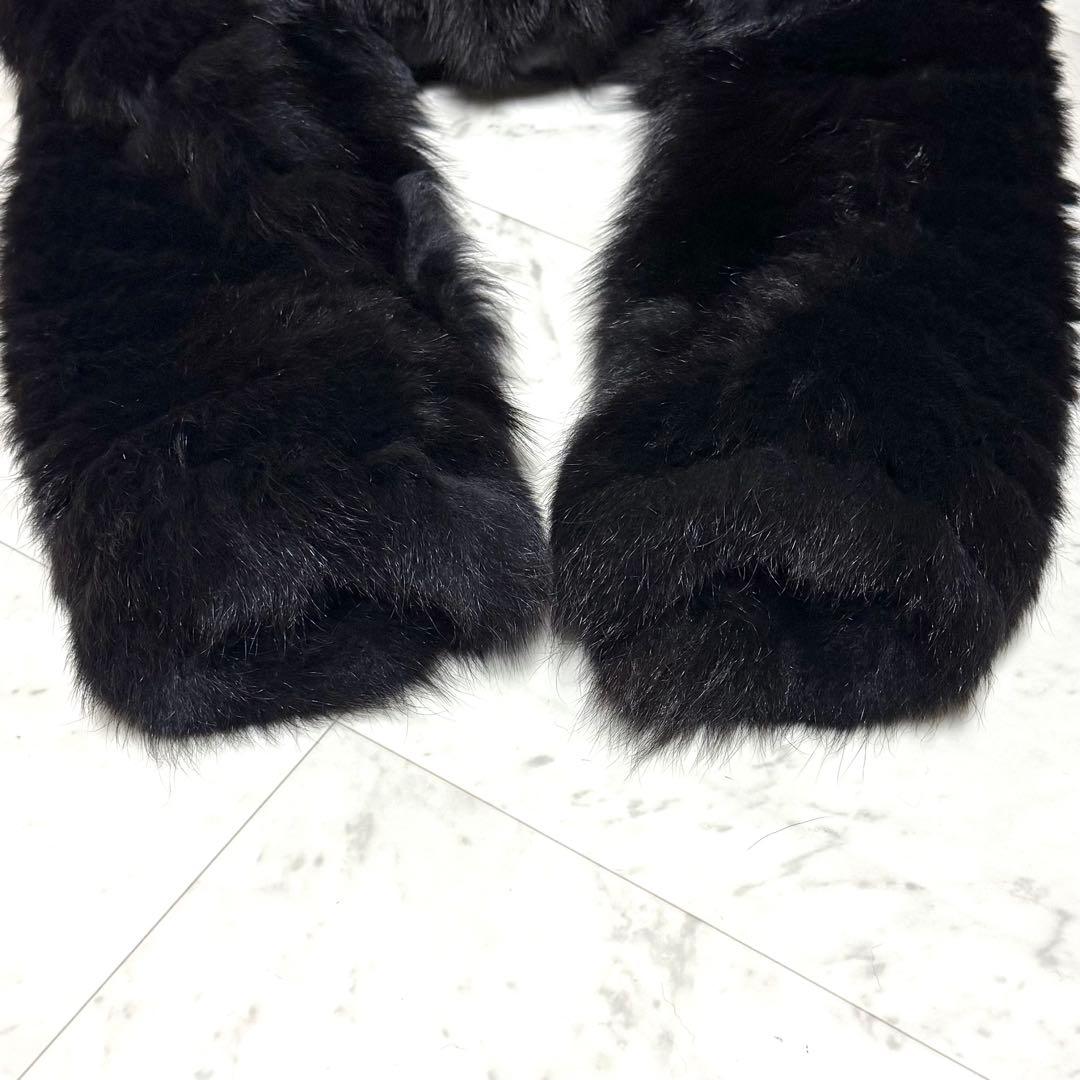 美品 【クロップド丈】 SAGA FOX 毛皮コート 銀サガ ブラック 9号