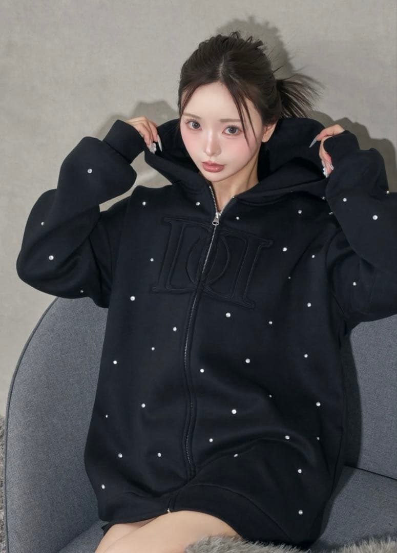 darichDDロゴビジュージップパーカーブラック