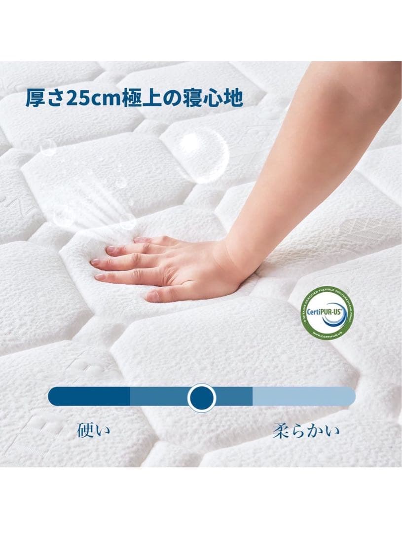 【3点セット】ダブルベッドフレーム+マットレス2枚