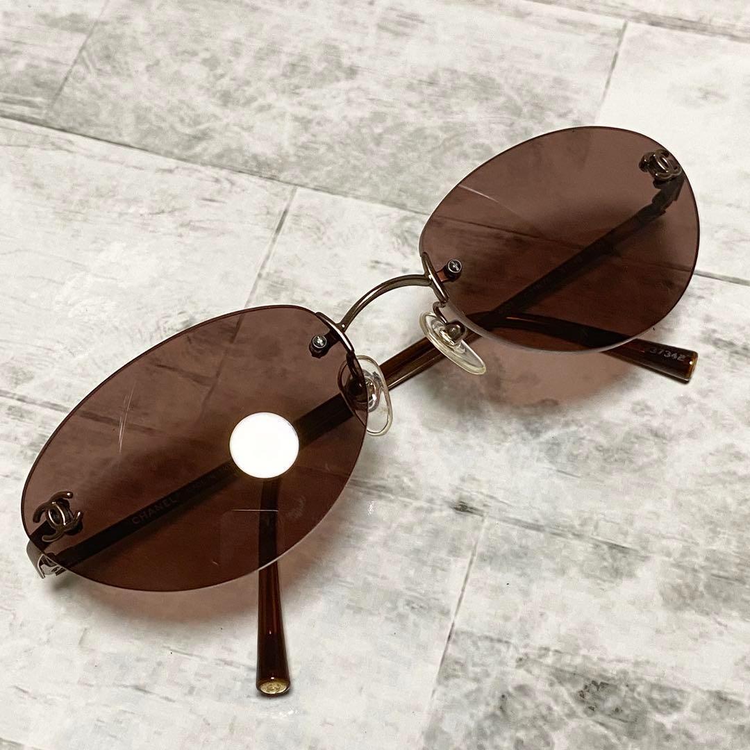美品✨CHANEL サングラス リムレス y2k 4003 ココマーク ブラウン