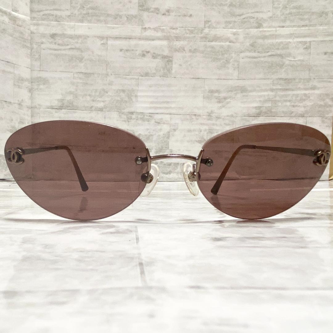 美品✨CHANEL サングラス リムレス y2k 4003 ココマーク ブラウン
