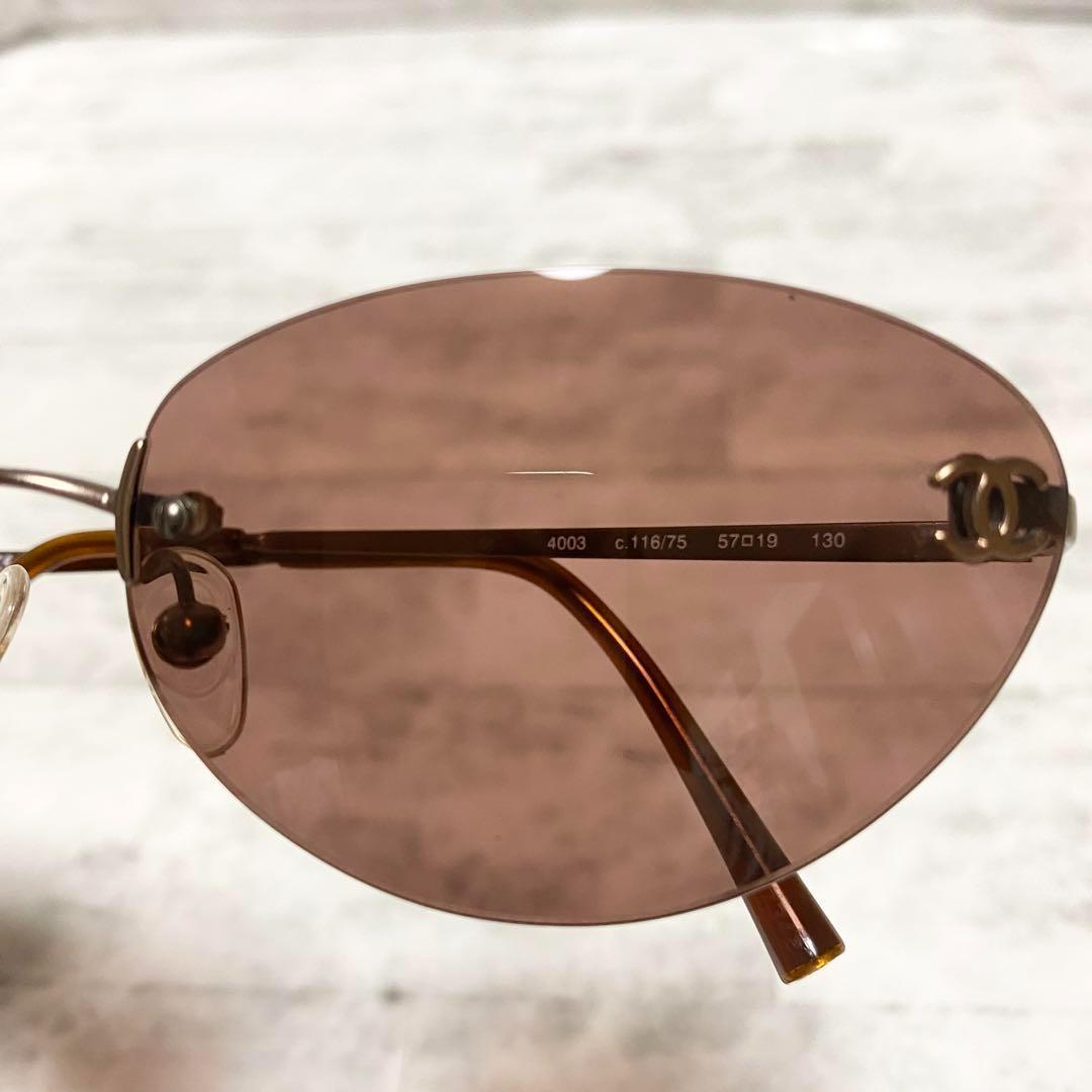 美品✨CHANEL サングラス リムレス y2k 4003 ココマーク ブラウン