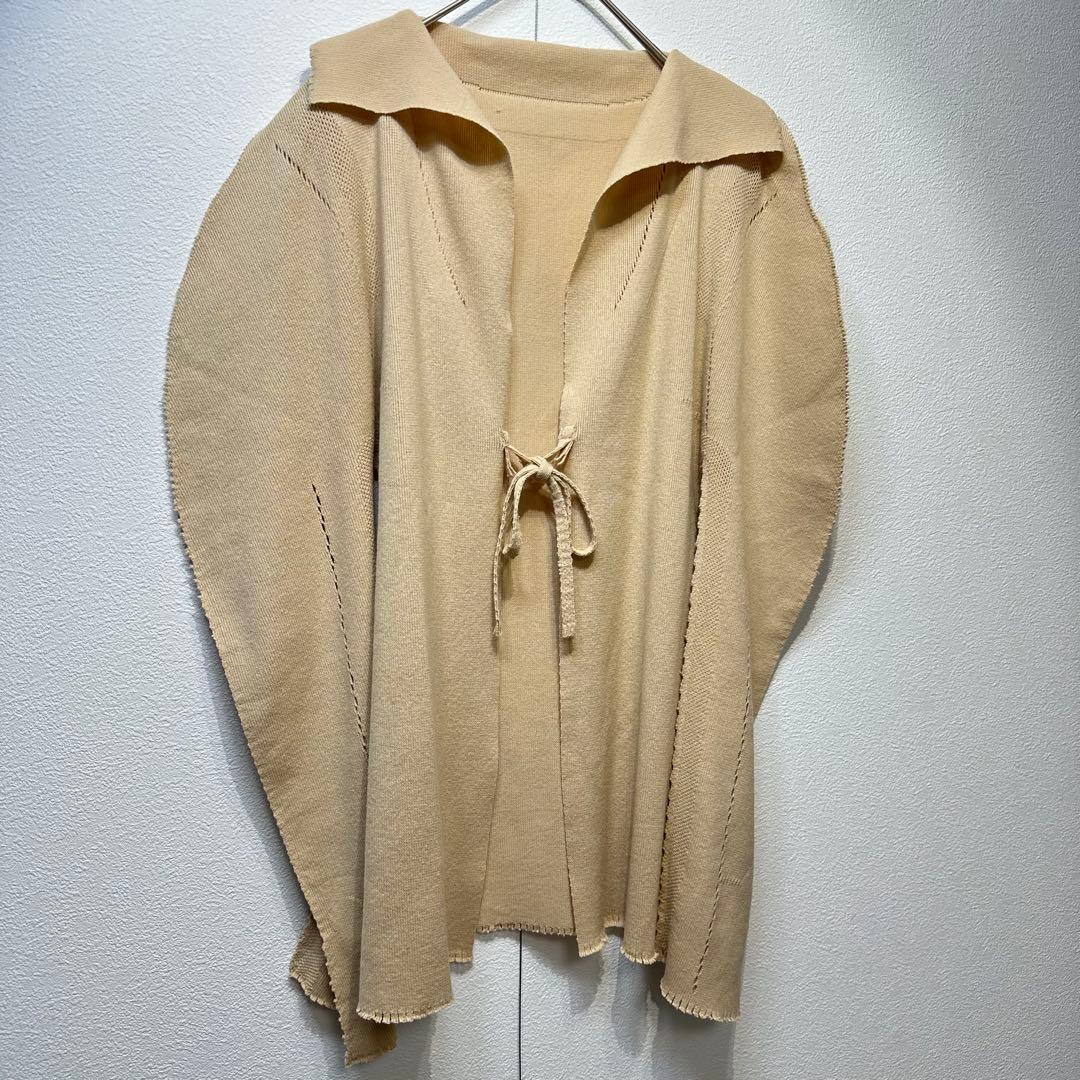 希少 極美品 イッセイミヤケ 変形 ボタンレス プリーツ ニット カーディガン