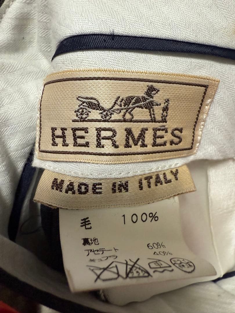 HERMES グレー スラックス 毛100%