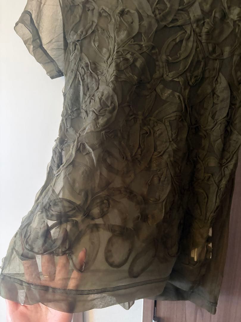 COMME des GARÇONS シアー チュール トップス XS カーキ