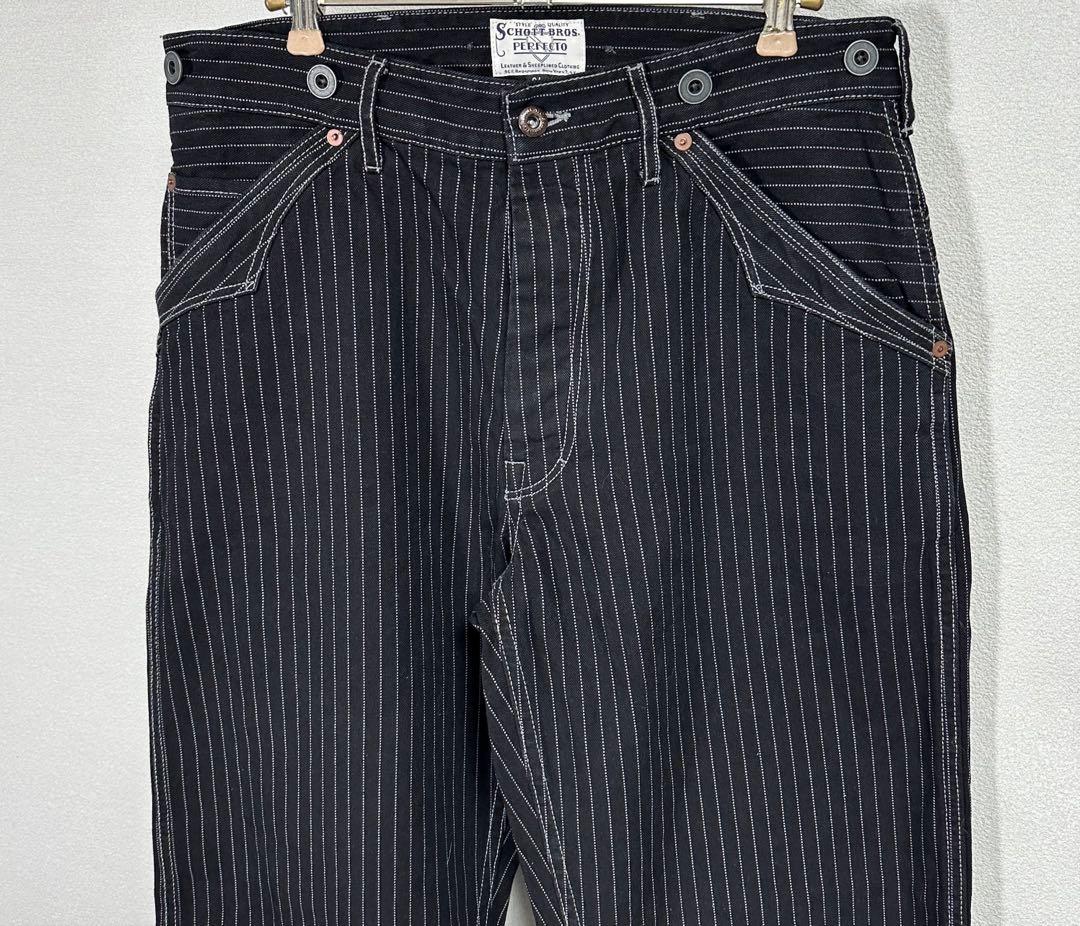 Schott オールドヒッコリーデニムパンツ ブラック 34 アメカジ バイカー