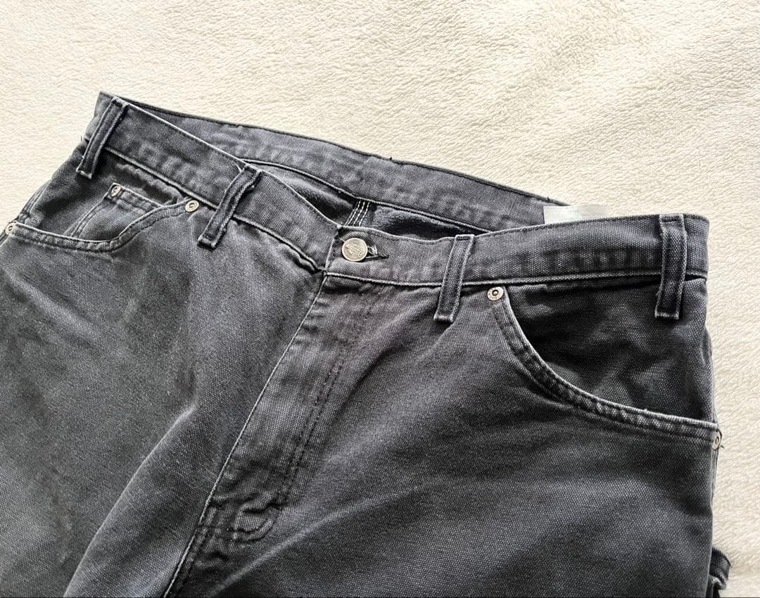 00s ディッキーズ ペインターパンツ ワーク ブラック ダメージ ダック