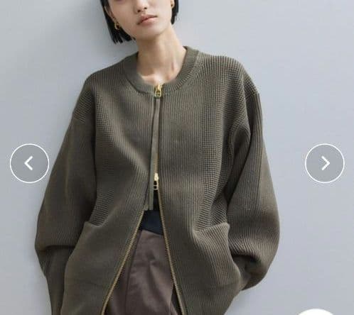 最終価格 美品 ADAM ET ROPE' ジップニットカーディガン カーキ