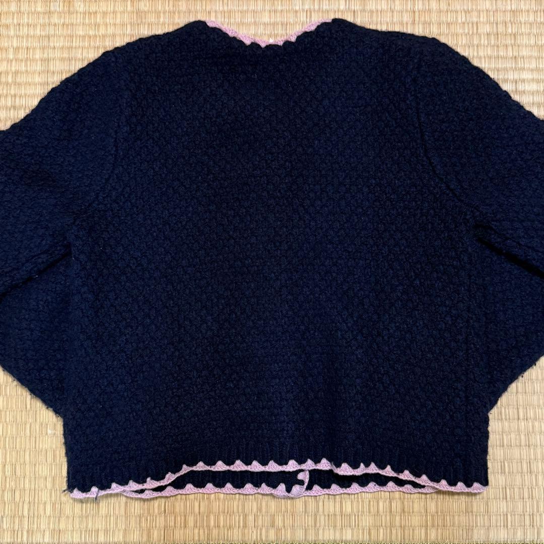 foxco 渡邉香織さん リボン付きネイビー長袖カーディガン