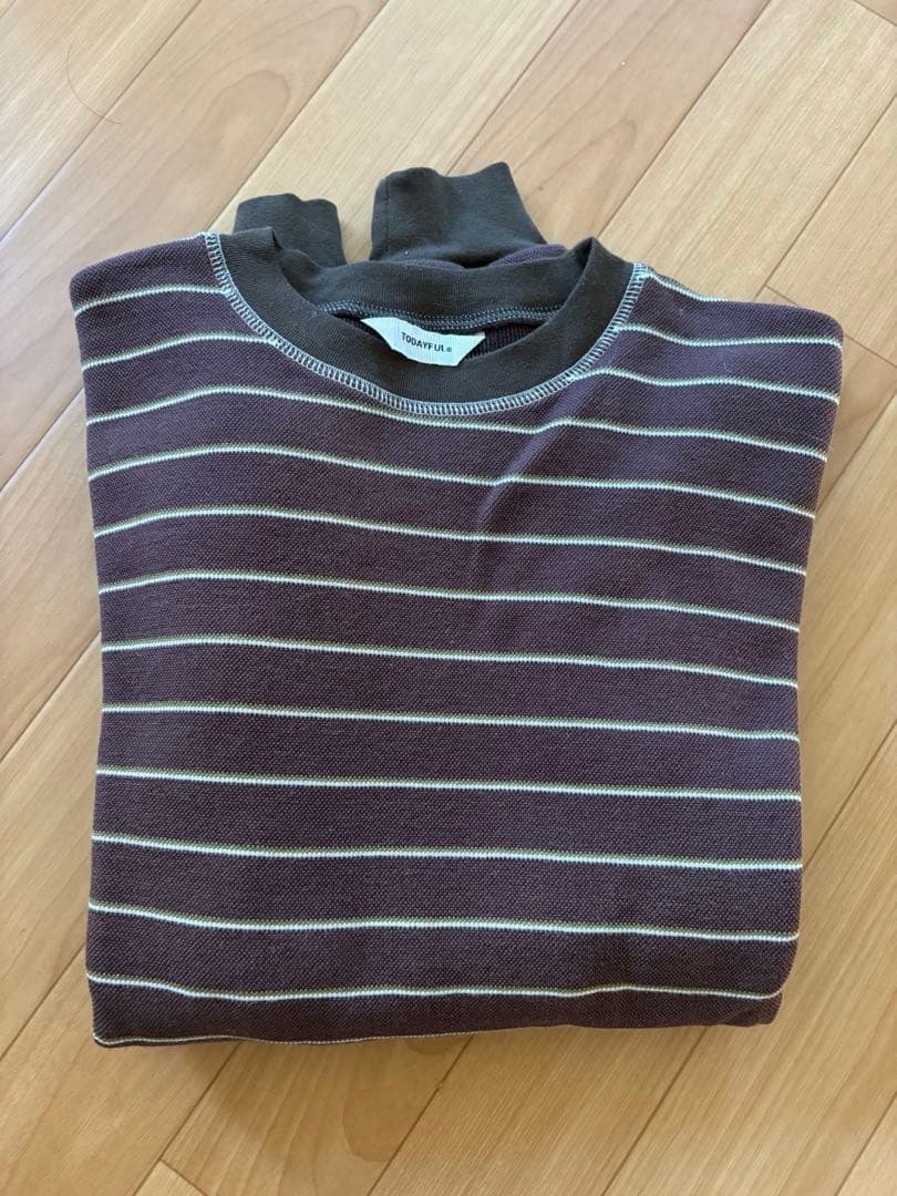 todayfulストライプ 長袖Tシャツ