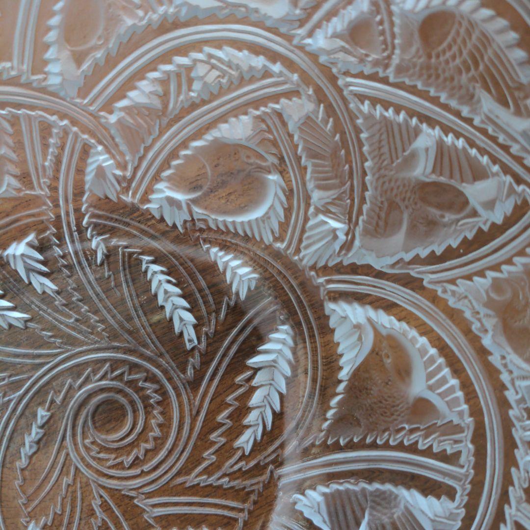 ラリック　クリスタルガラス　陽刻小鳥図ボウル