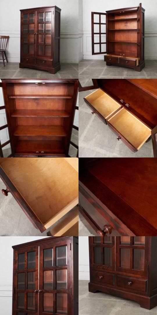 リキまる84955★北海道民芸家具 #113 本棚 飾り棚 食器棚 樺