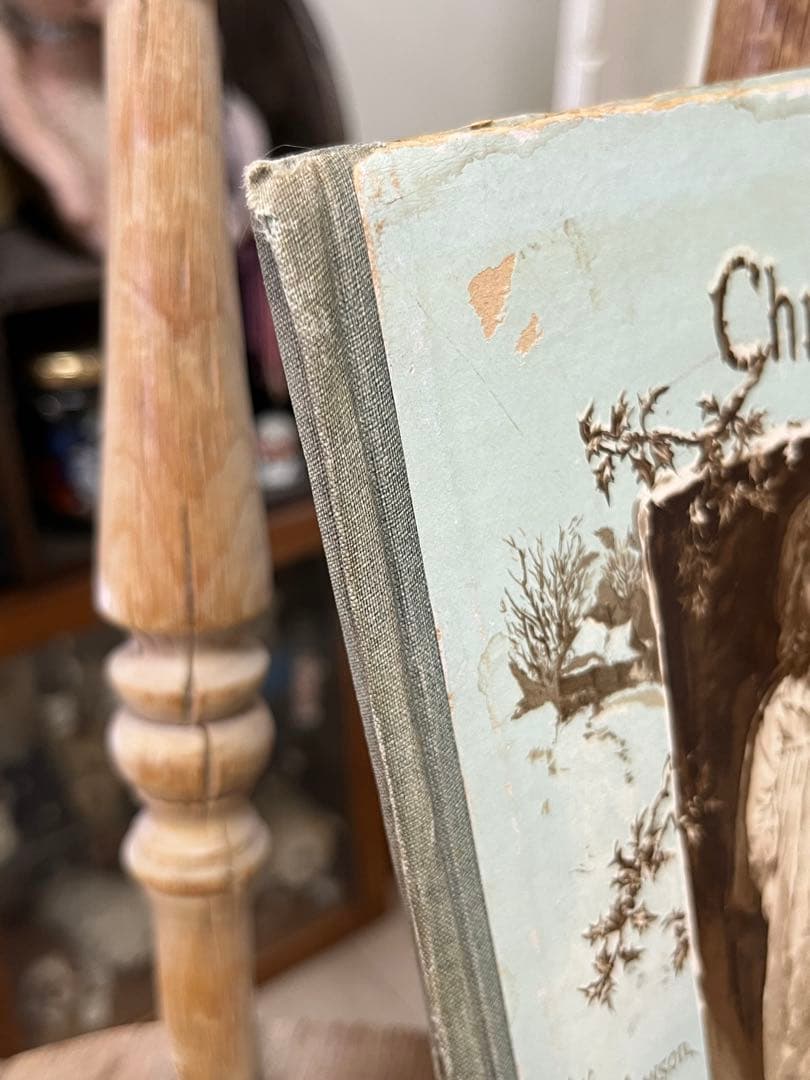 クリスマス　洋書　アンティーク　稀少　古書　絵本　少女　リトグラフ