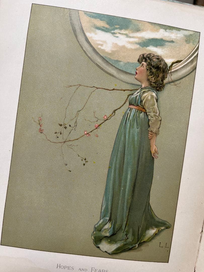 クリスマス　洋書　アンティーク　稀少　古書　絵本　少女　リトグラフ