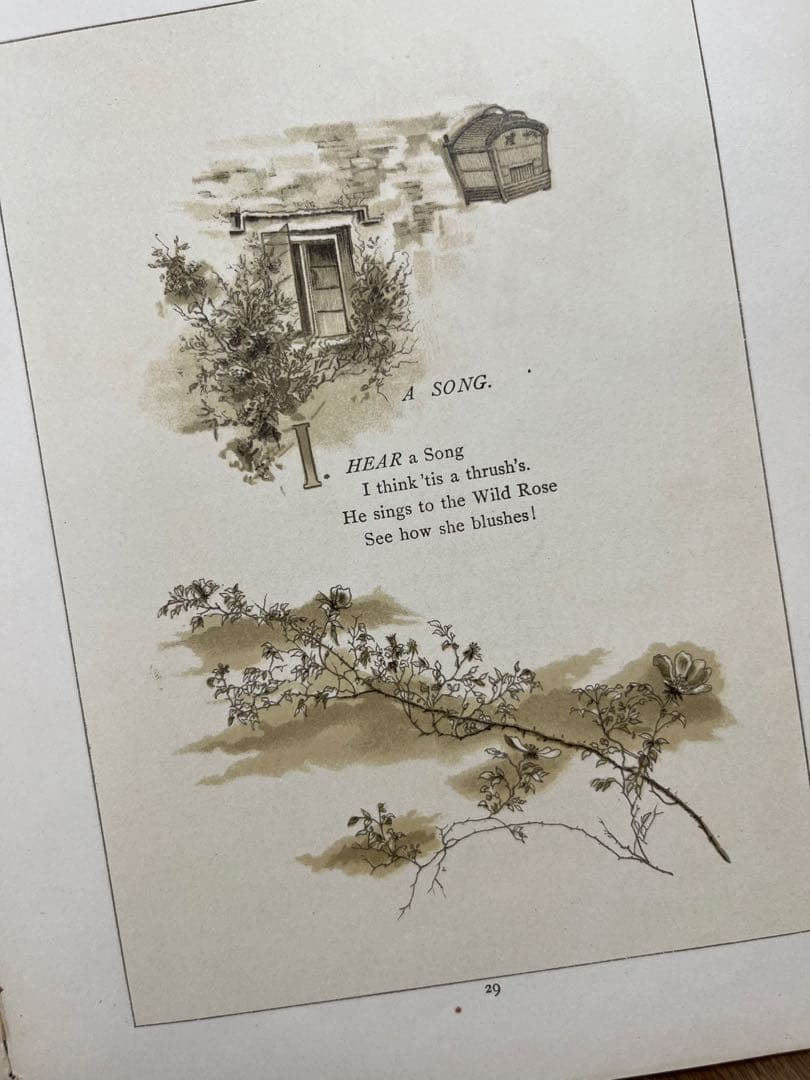 クリスマス　洋書　アンティーク　稀少　古書　絵本　少女　リトグラフ