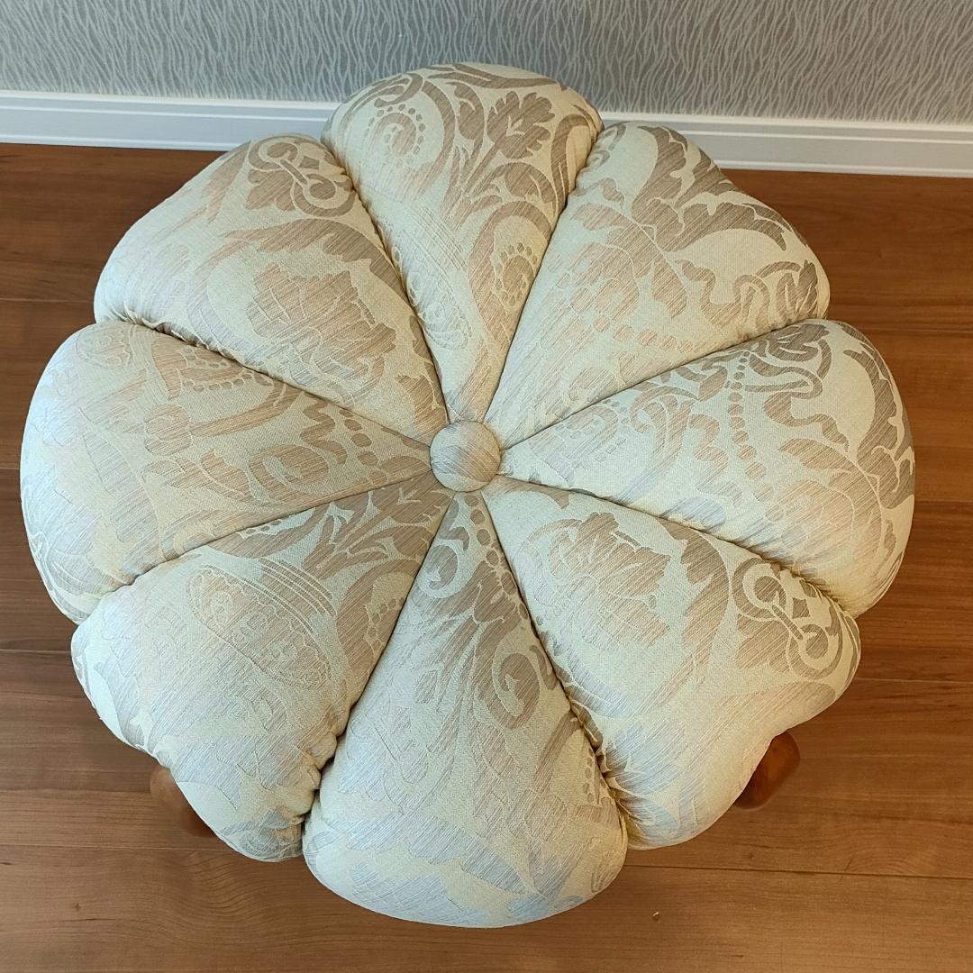 〈美品〉ロココ調　パンプキンスツール　猫脚　サイドチェア　オットマン