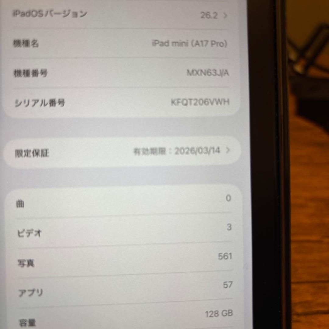 iPad mini 7 (A17Pro) 128GB スペースグレー