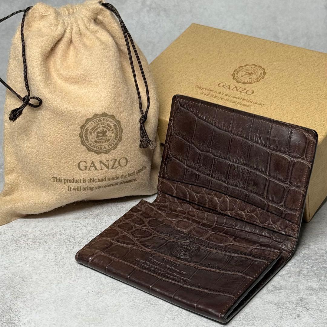 極上品 無双仕上げ オーダー品 ガンゾ クロコダイル 名刺入れ ブラウン