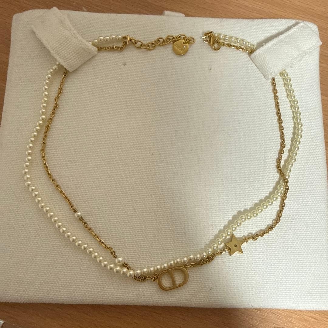 Dior ゴールド パール 2連ネックレス 星型チャーム付き