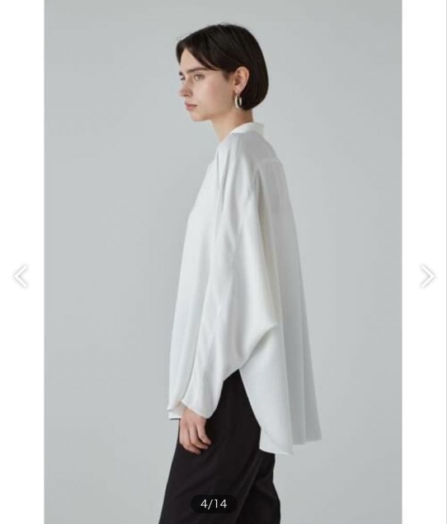 美品　アドーア　スフレジョーゼットブラウス　ホワイト　38 シャツ