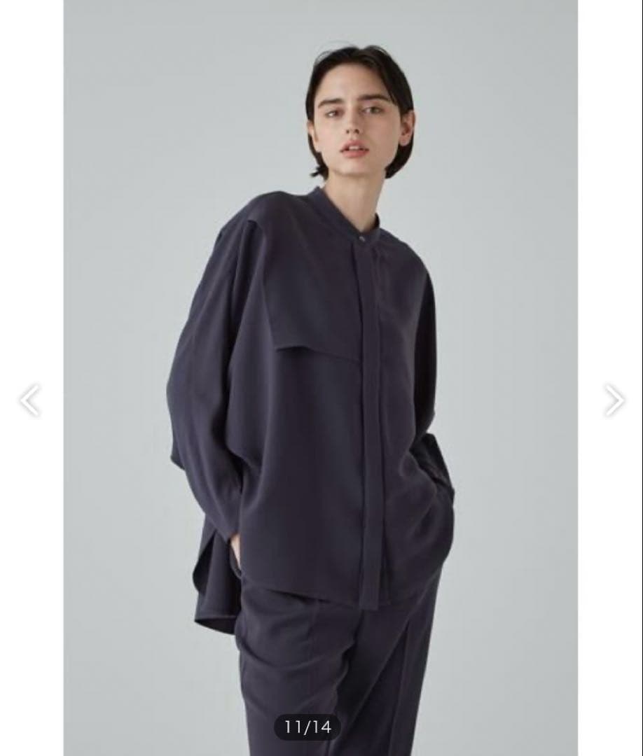 美品　アドーア　スフレジョーゼットブラウス　ホワイト　38 シャツ