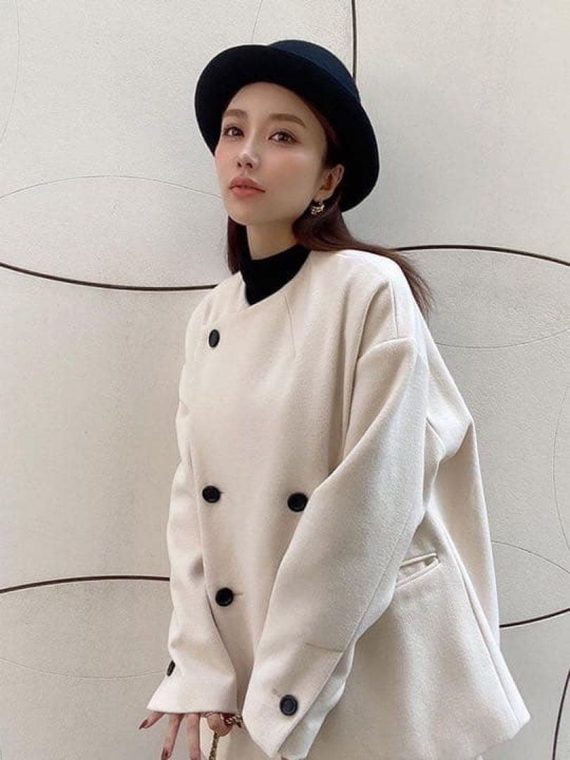 eimy istoire バイカラーボタンショートコート