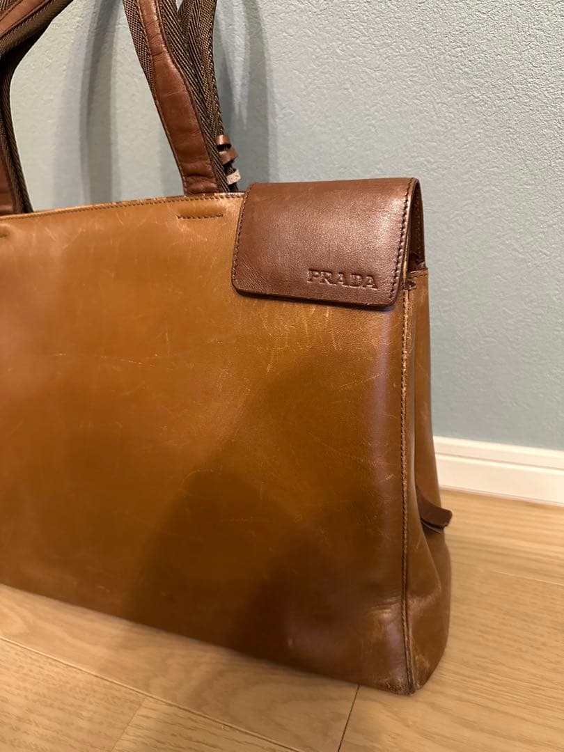 【只今お値下げ中】PRADA ブラウンレザー ビジネスバッグ
