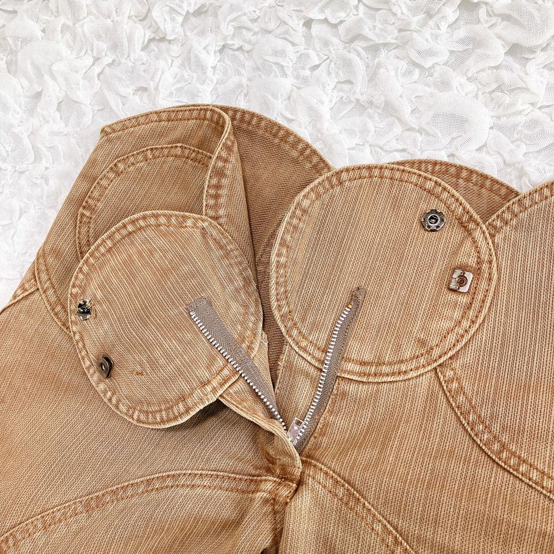 シェアースピリット　デザインパンツ　円形模様　ブラウン系　36