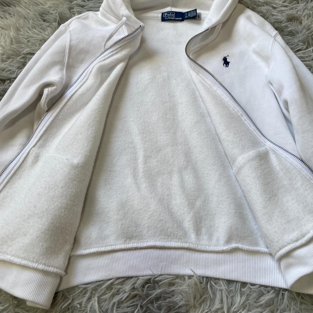 ポロ ラルフローレン ジップパーカー ホワイト レディスS 刺繍ロゴ