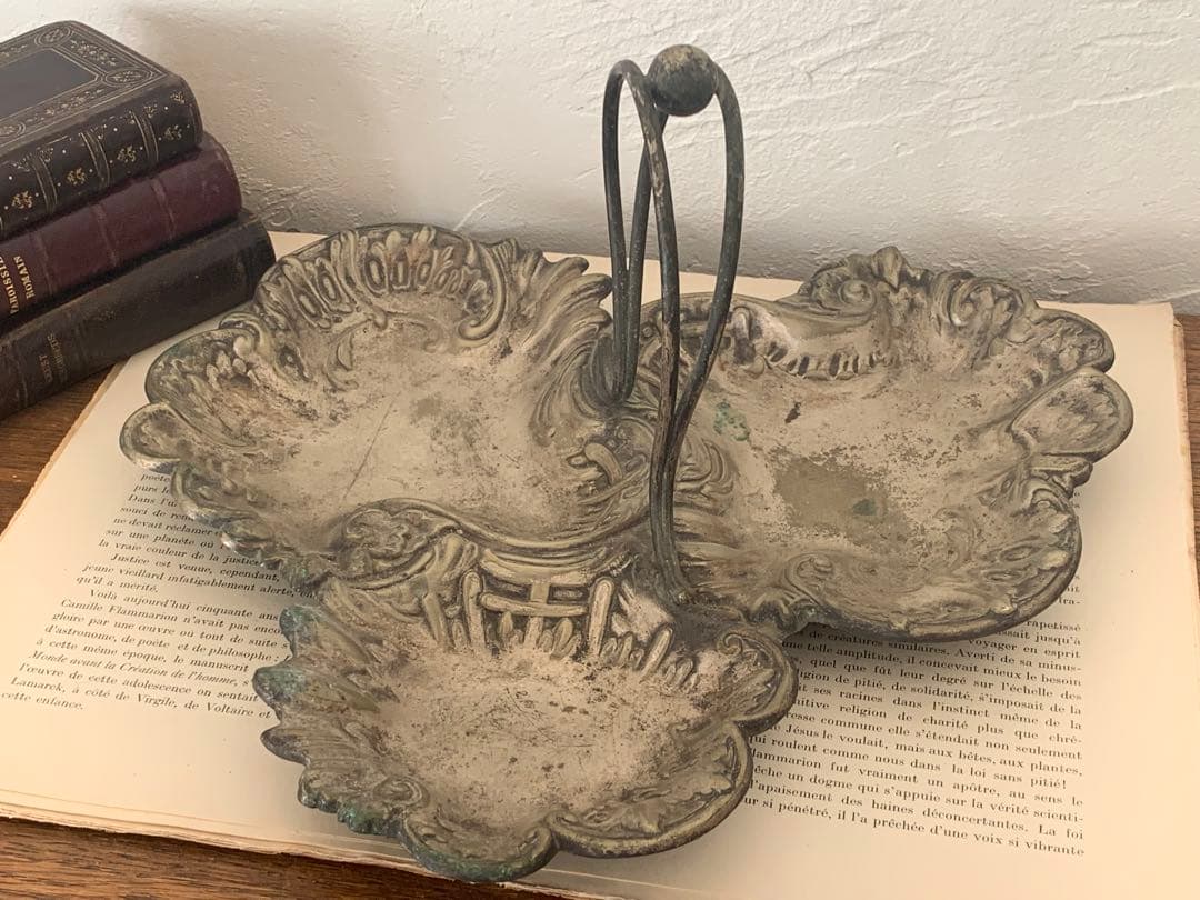 フランスアンティーク　シルバープレート　持ち手付き　ブロカント