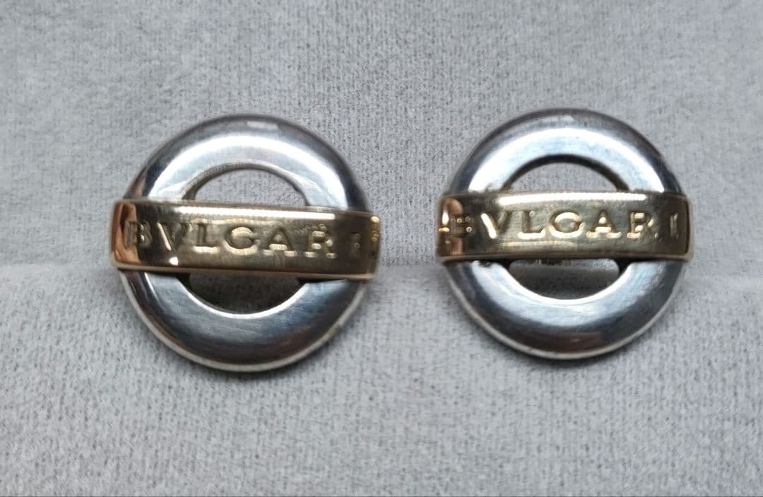 【貴重】BVLGARI ブルガリ 18K & SV925 コンビ オーバルカフス
