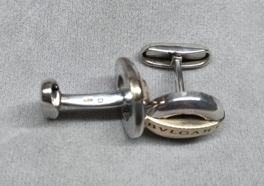 【貴重】BVLGARI ブルガリ 18K & SV925 コンビ オーバルカフス