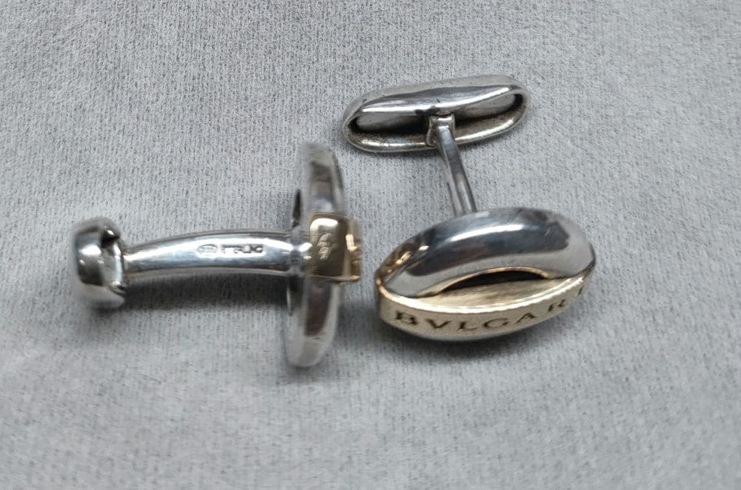【貴重】BVLGARI ブルガリ 18K & SV925 コンビ オーバルカフス