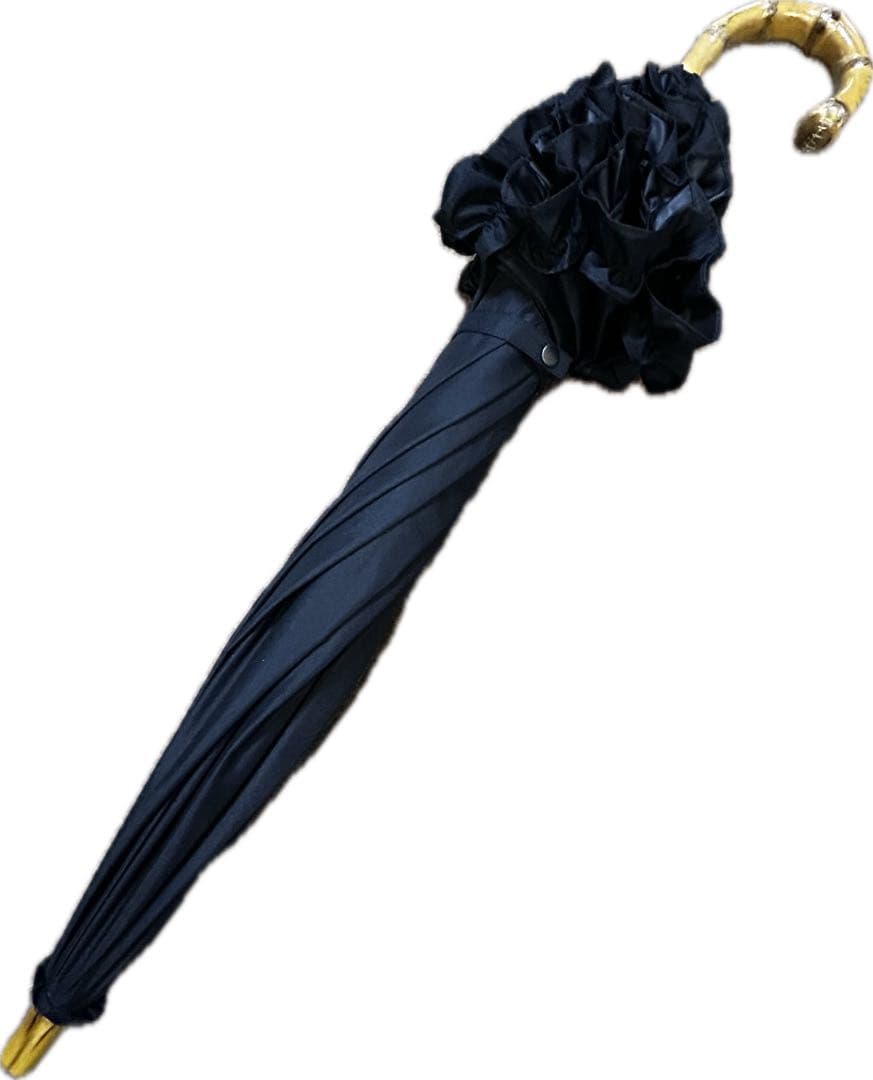 サンバリア100 日傘 フリル ブラック S 長傘　手元竹　激レア