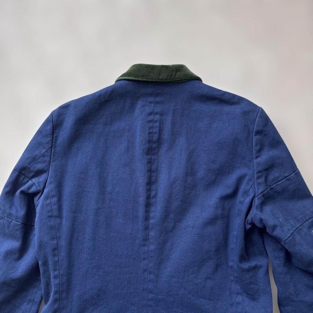 美品【ベロアきりかえ】サカイ　テーラード ジャケットM 紺　コットン