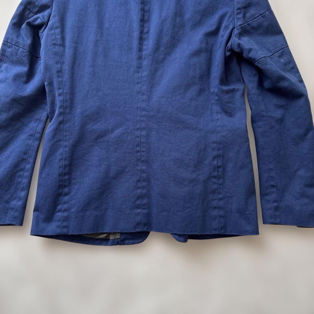 美品【ベロアきりかえ】サカイ　テーラード ジャケットM 紺　コットン