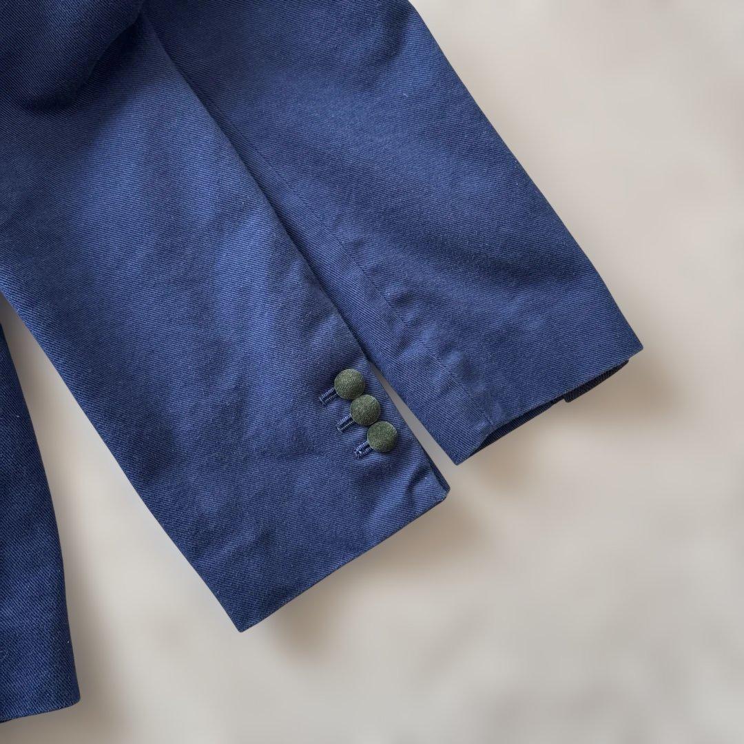 美品【ベロアきりかえ】サカイ　テーラード ジャケットM 紺　コットン