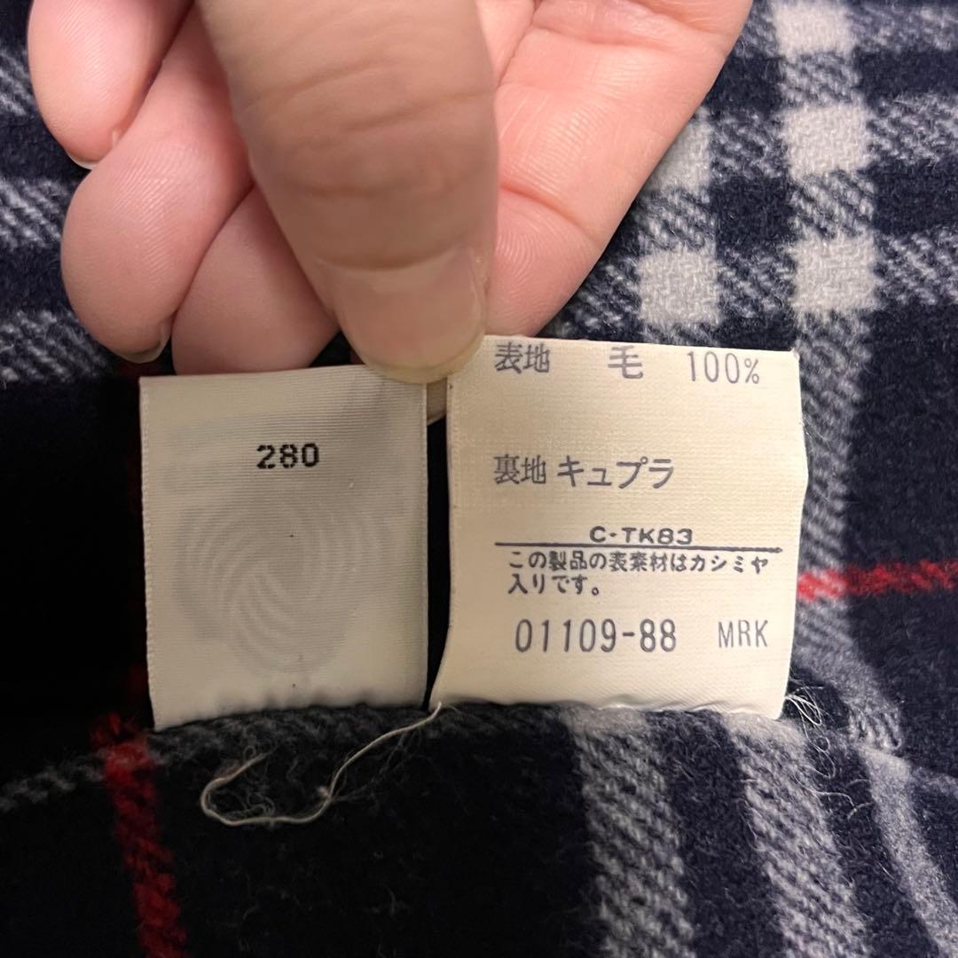 バーバリー カシミヤ混 チェスターコート ネイビー ダブル 9号