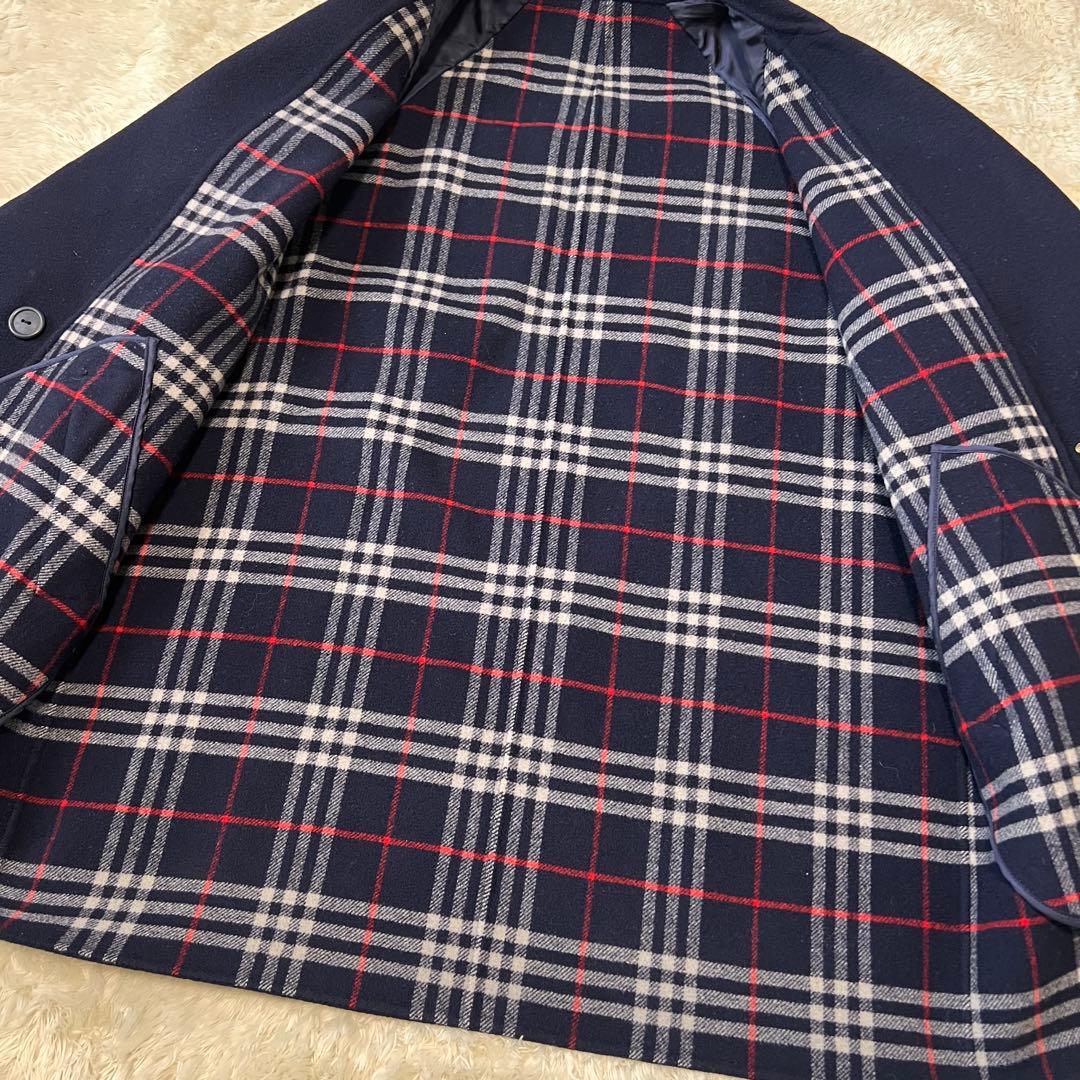 バーバリー カシミヤ混 チェスターコート ネイビー ダブル 9号