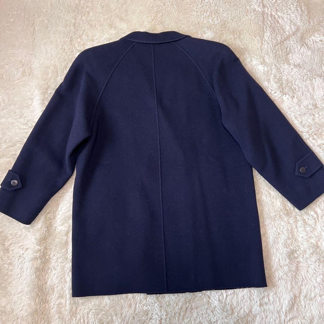 バーバリー カシミヤ混 チェスターコート ネイビー ダブル 9号