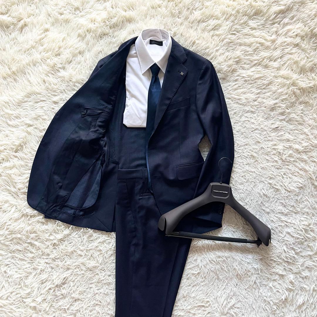 <極美品>TAGLIATORE ヴェスビオ インディゴ ウールスーツ サイズ44