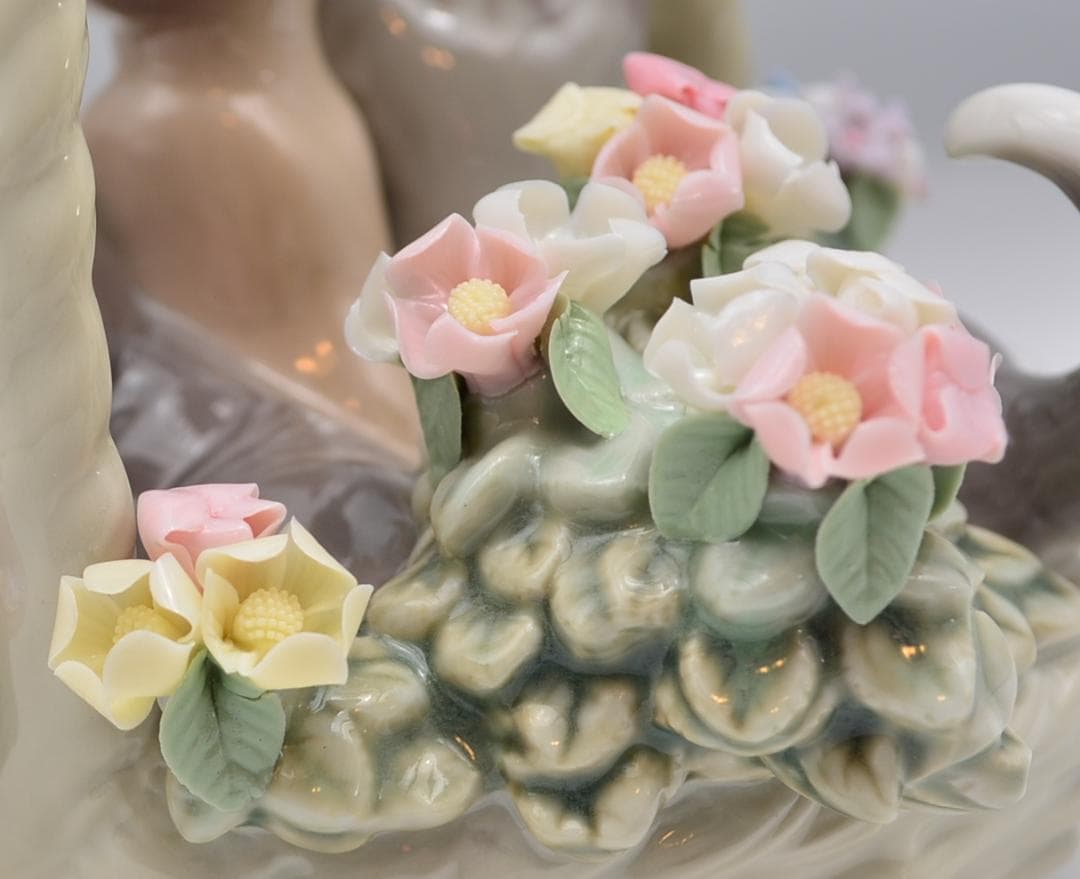 かごの中の3匹の仔猫　＃1444　★リヤドロ　スペイン　光沢仕上げ　ヴィンテージ