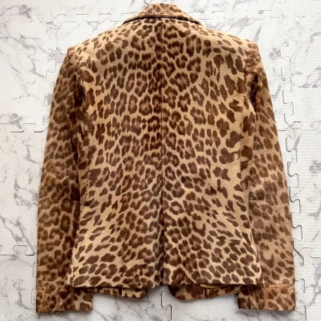 美品✨サルヴァトーレフェラガモ レオパード柄 ハラコ 本革 テーラードジャケット