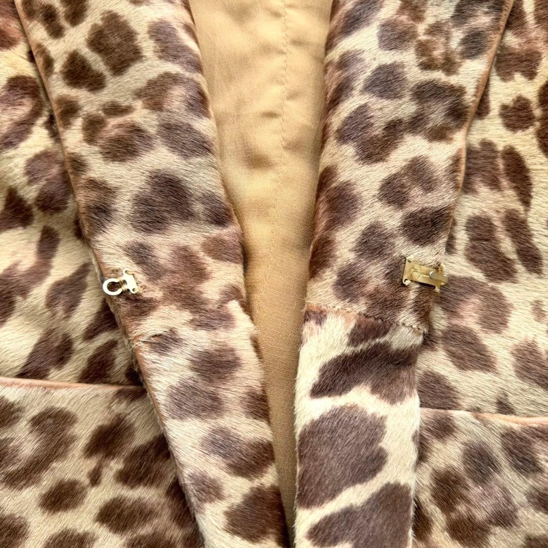 美品✨サルヴァトーレフェラガモ レオパード柄 ハラコ 本革 テーラードジャケット