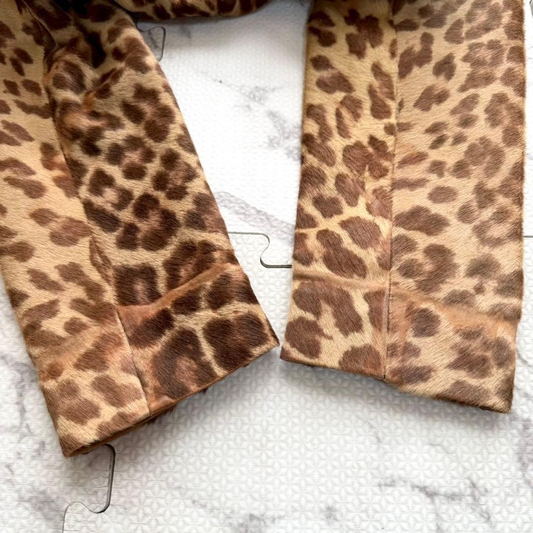 美品✨サルヴァトーレフェラガモ レオパード柄 ハラコ 本革 テーラードジャケット