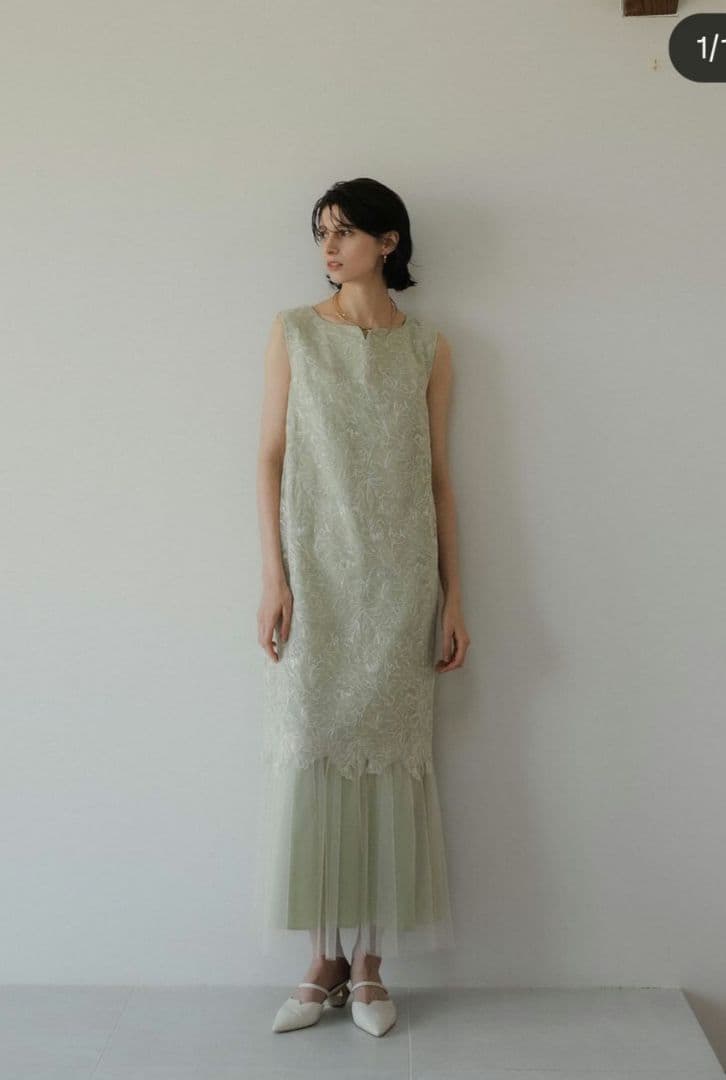 lerure　リルアー　 スリーブレススカラップドレス　ミントグリーン