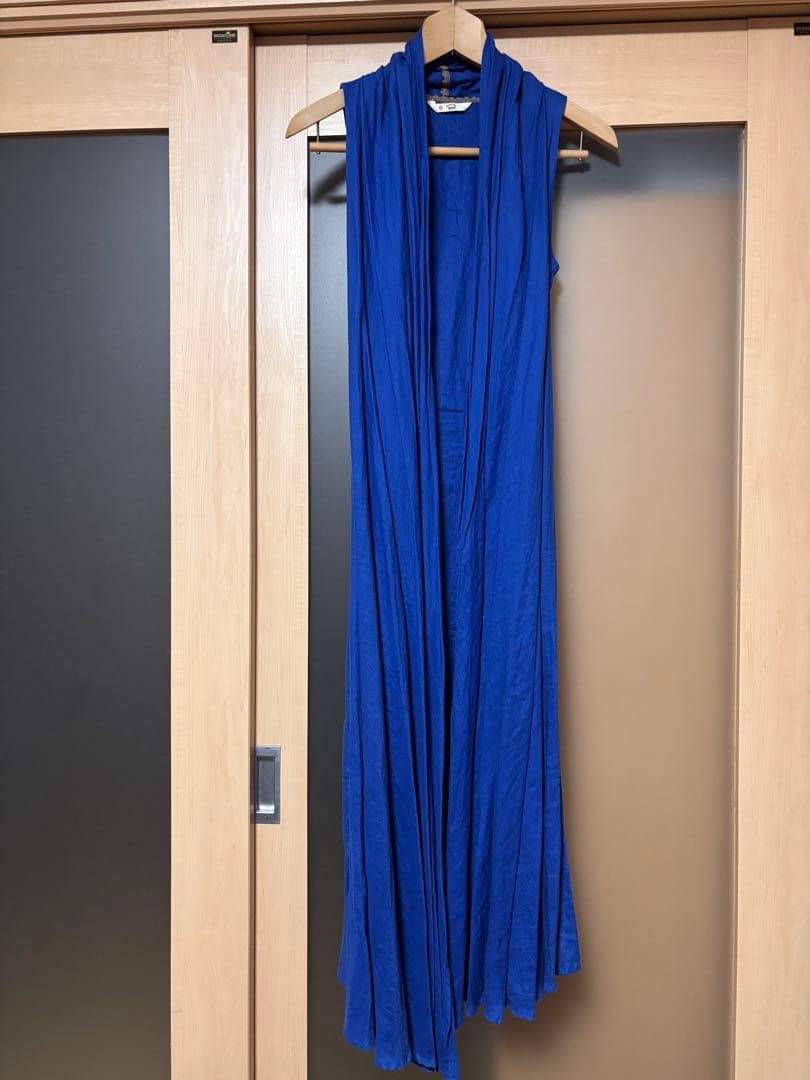 NAO 和田尚さん麻の大人服　ロングジレ　ロイヤルブルー