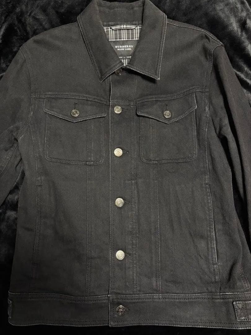 バーバリーブラックレーベル 黒 デニムジャケット Gジャン