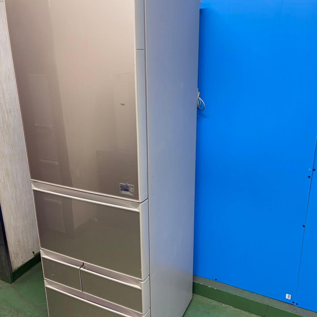 717 鏡面　ガラストップ　5ドア　左開き　大型冷蔵庫　400L強　美品　格安